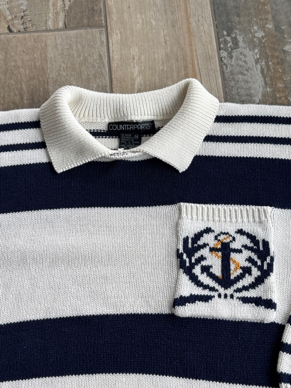 Vintage Counterparts Navy and White Striped Crewneck Sweater